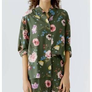 NEW OUI garden floral blouse in khaki red